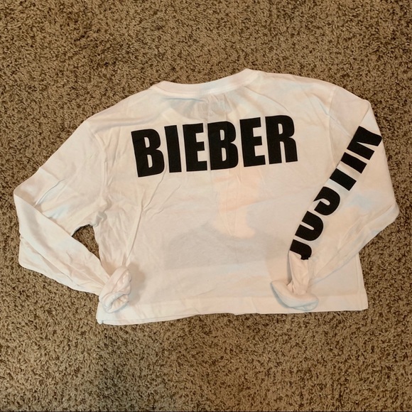 3/$10 Justin Bieber long sleeve crop top - Picture 2 of 2